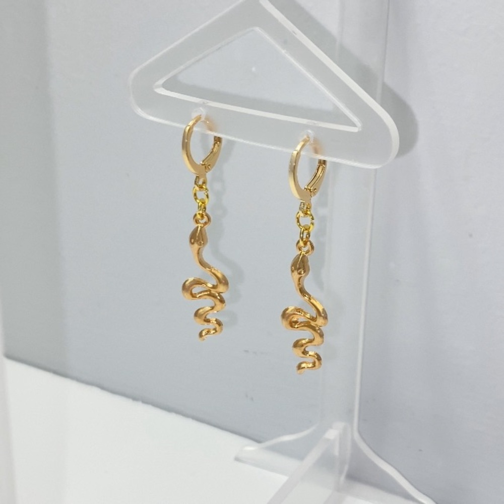 Gold Snake Huggie Hoop Earrings